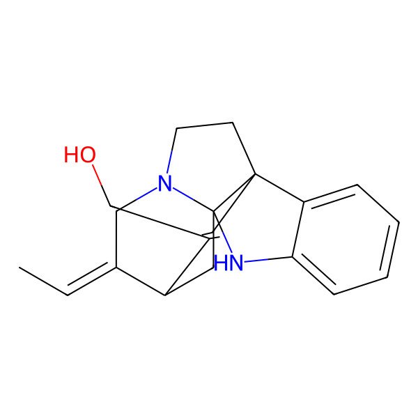 2D Structure of [(1R,9S,11S,12Z)-12-Ethylidene-8,14-diazapentacyclo[9.5.2.01,9.02,7.09,14]octadeca-2,4,6,17-tetraen-18-yl]methanol