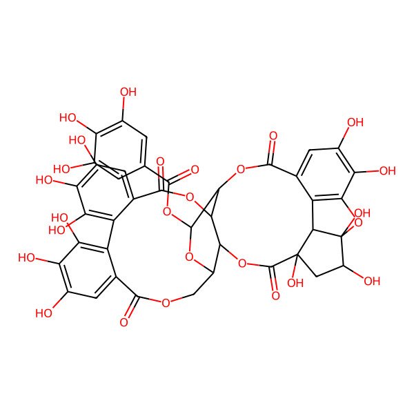 2D Structure of [(1S,2R,4S,7R,8S,26R,28S,29R,38S)-1,2,4,13,14,15,18,19,20,34,35-undecahydroxy-5,10,23,31-tetraoxo-6,9,24,27,30,39-hexaoxaoctacyclo[34.2.1.04,38.07,26.08,29.011,16.017,22.032,37]nonatriaconta-11,13,15,17,19,21,32,34,36-nonaen-28-yl] 3,4,5-trihydroxybenzoate