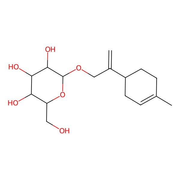 2D Structure of (2R,3S,4S,5R,6R)-2-(hydroxymethyl)-6-[2-[(1R)-4-methylcyclohex-3-en-1-yl]prop-2-enoxy]oxane-3,4,5-triol