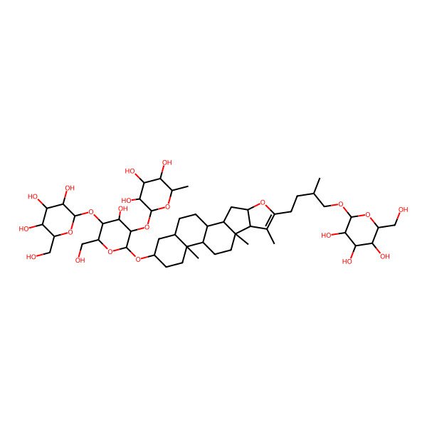 2D Structure of 2-[4-Hydroxy-6-(hydroxymethyl)-5-[3,4,5-trihydroxy-6-(hydroxymethyl)oxan-2-yl]oxy-2-[[7,9,13-trimethyl-6-[3-methyl-4-[3,4,5-trihydroxy-6-(hydroxymethyl)oxan-2-yl]oxybutyl]-5-oxapentacyclo[10.8.0.02,9.04,8.013,18]icos-6-en-16-yl]oxy]oxan-3-yl]oxy-6-methyloxane-3,4,5-triol