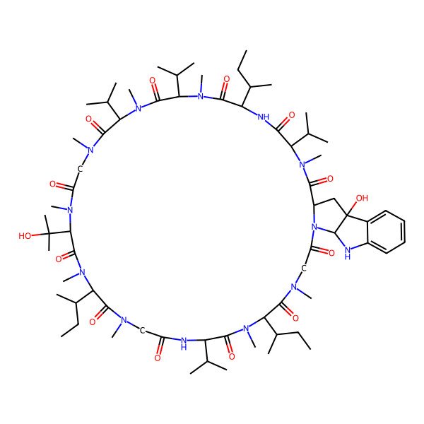 2D Structure of 7,22,31-Tri(butan-2-yl)-45-hydroxy-19-(2-hydroxypropan-2-yl)-3,9,12,15,18,21,24,30,33-nonamethyl-4,10,13,28-tetra(propan-2-yl)-3,6,9,12,15,18,21,24,27,30,33,36,38-tridecazatetracyclo[34.10.0.037,45.039,44]hexatetraconta-39,41,43-triene-2,5,8,11,14,17,20,23,26,29,32,35-dodecone