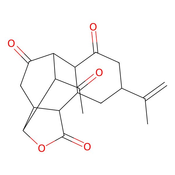 2D Structure of (1S,2S,5S,7S,8S,11S,12R,15S)-15-acetyl-5-prop-1-en-2-yl-10-oxatetracyclo[9.3.1.02,7.08,12]pentadecane-3,9,14-trione