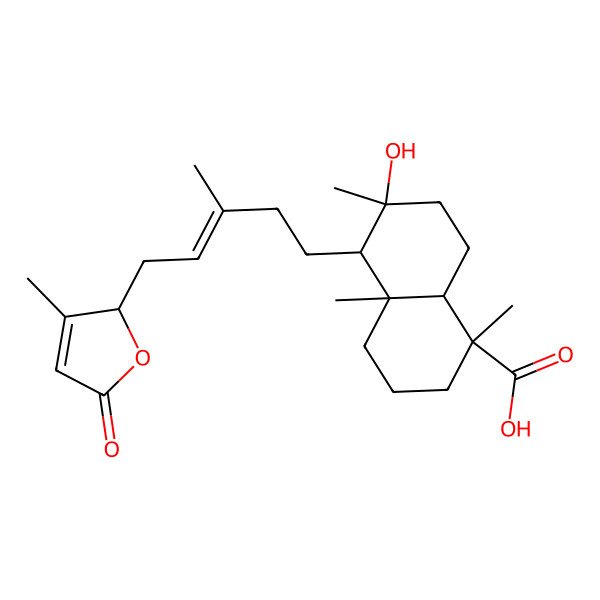 2D Structure of 6-hydroxy-1,4a,6-trimethyl-5-[3-methyl-5-(3-methyl-5-oxo-2H-furan-2-yl)pent-3-enyl]-3,4,5,7,8,8a-hexahydro-2H-naphthalene-1-carboxylic acid