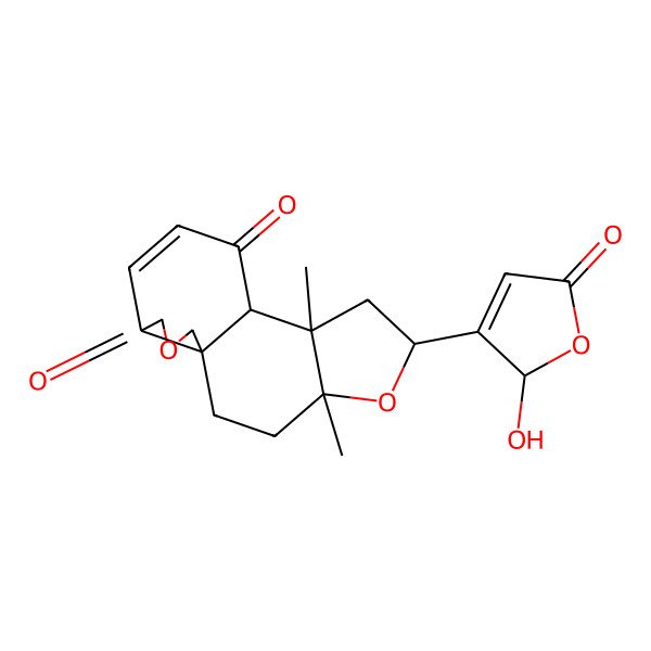 2D Structure of 6-(2-hydroxy-5-oxo-2H-furan-3-yl)-4,8-dimethyl-5,15-dioxatetracyclo[7.7.0.01,13.04,8]hexadec-11-ene-10,14-dione