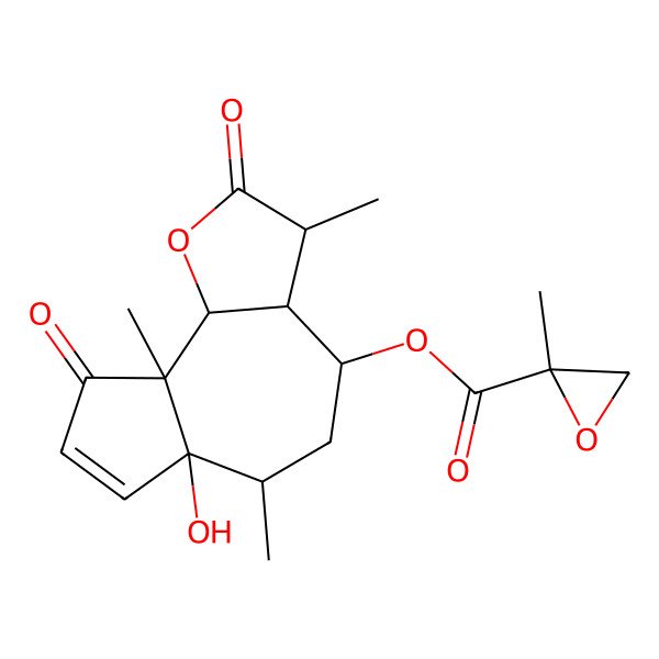 2D Structure of [(3S,3aR,4S,6S,6aS,9aS,9bR)-6a-hydroxy-3,6,9a-trimethyl-2,9-dioxo-3,3a,4,5,6,9b-hexahydroazuleno[4,5-b]furan-4-yl] (2S)-2-methyloxirane-2-carboxylate