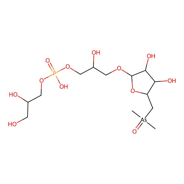 2D Structure of 2,3-Dihydroxypropyl [3-[5-(dimethylarsorylmethyl)-3,4-dihydroxyoxolan-2-yl]oxy-2-hydroxypropyl] hydrogen phosphate