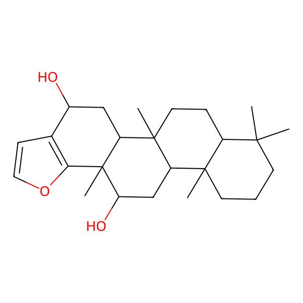 2D Structure of 5b,8,8,11a,13a-Pentamethyl-4,5,5a,6,7,7a,9,10,11,11b,12,13-dodecahydrophenanthro[1,2-g][1]benzofuran-4,13-diol