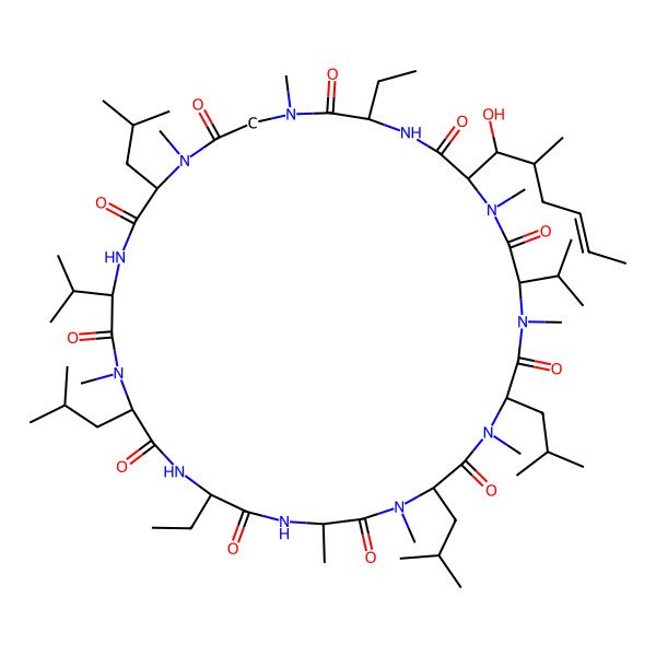 2D Structure of 15,30-Diethyl-33-(1-hydroxy-2-methylhex-4-enyl)-1,4,7,10,12,19,25,28-octamethyl-6,9,18,24-tetrakis(2-methylpropyl)-3,21-di(propan-2-yl)-1,4,7,10,13,16,19,22,25,28,31-undecazacyclotritriacontane-2,5,8,11,14,17,20,23,26,29,32-undecone