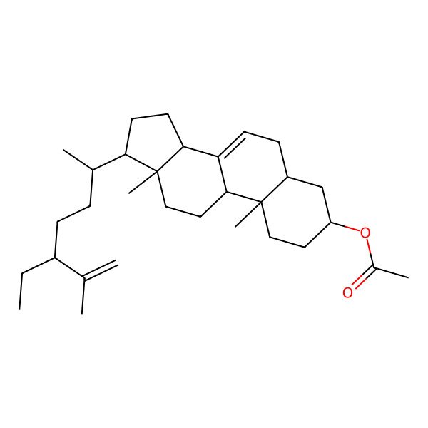 2D Structure of [17-(5-ethyl-6-methylhept-6-en-2-yl)-10,13-dimethyl-2,3,4,5,6,9,11,12,14,15,16,17-dodecahydro-1H-cyclopenta[a]phenanthren-3-yl] acetate