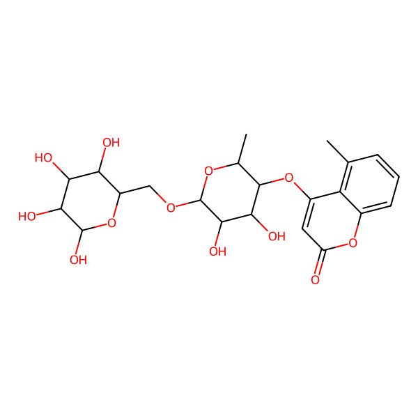 2D Structure of 4-[4,5-Dihydroxy-2-methyl-6-[(3,4,5,6-tetrahydroxyoxan-2-yl)methoxy]oxan-3-yl]oxy-5-methylchromen-2-one