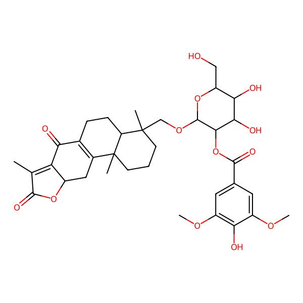 2D Structure of [2-[(4,8,11b-Trimethyl-7,9-dioxo-1,2,3,4a,5,6,10a,11-octahydronaphtho[2,1-f][1]benzofuran-4-yl)methoxy]-4,5-dihydroxy-6-(hydroxymethyl)oxan-3-yl] 4-hydroxy-3,5-dimethoxybenzoate