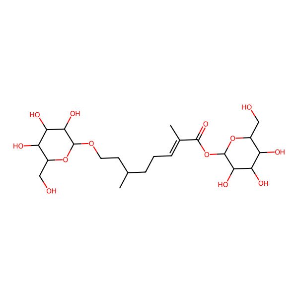 2D Structure of [3,4,5-Trihydroxy-6-(hydroxymethyl)oxan-2-yl] 2,6-dimethyl-8-[3,4,5-trihydroxy-6-(hydroxymethyl)oxan-2-yl]oxyoct-2-enoate