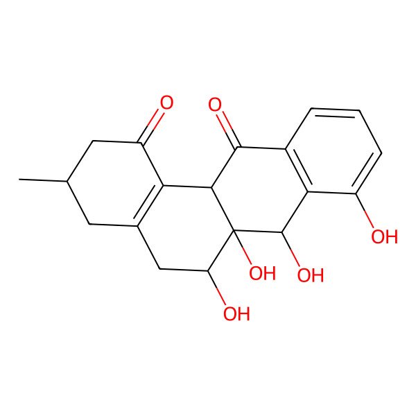 2D Structure of (3R,6S,6aS,7R,12aR)-6,6a,7,8-tetrahydroxy-3-methyl-3,4,5,6,7,12a-hexahydro-2H-benzo[a]anthracene-1,12-dione