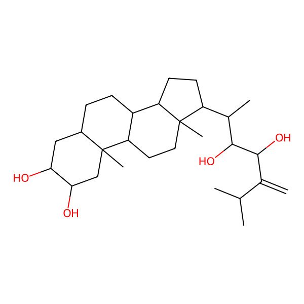 2D Structure of (2R,3S,5S,8R,9R,10S,13S,14S,17R)-17-[(2S,3R,4R)-3,4-dihydroxy-6-methyl-5-methylideneheptan-2-yl]-10,13-dimethyl-2,3,4,5,6,7,8,9,11,12,14,15,16,17-tetradecahydro-1H-cyclopenta[a]phenanthrene-2,3-diol