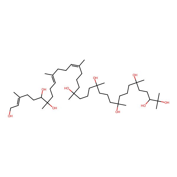 2D Structure of (2E,6R,7R,10E,14E,19S,23R,27S,31R,34S)-3,7,11,15,19,23,27,31,35-nonamethylhexatriaconta-2,10,14-triene-1,6,7,19,23,27,31,34,35-nonol