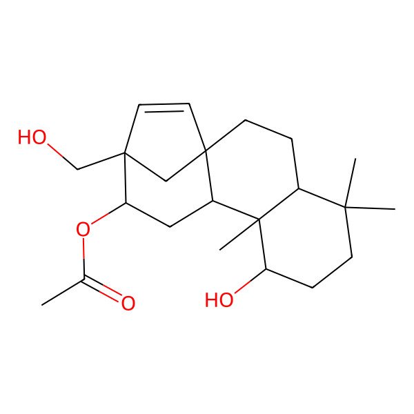 2D Structure of [(1R,4R,8S,9R,10R,12R,13S)-8-hydroxy-13-(hydroxymethyl)-5,5,9-trimethyl-12-tetracyclo[11.2.1.01,10.04,9]hexadec-14-enyl] acetate