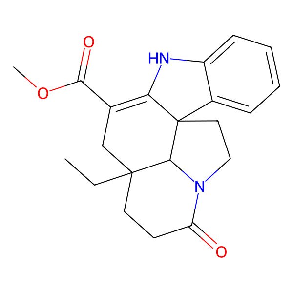 2D Structure of methyl (1S,12S,19S)-12-ethyl-15-oxo-8,16-diazapentacyclo[10.6.1.01,9.02,7.016,19]nonadeca-2,4,6,9-tetraene-10-carboxylate