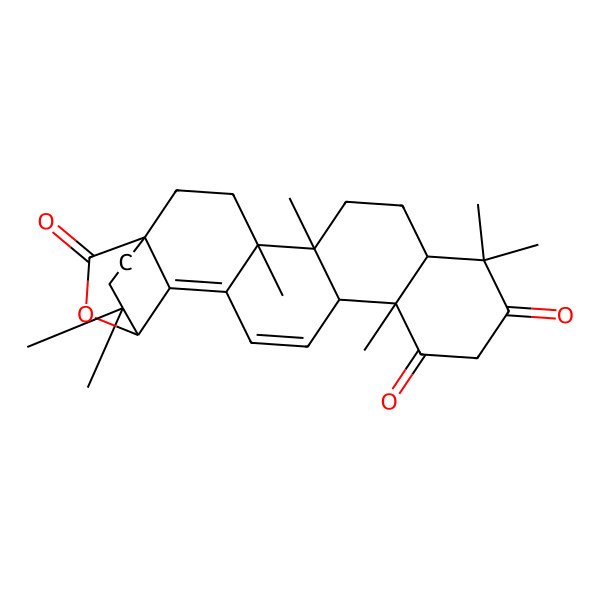 2D Structure of (1R,4S,5R,8S,13S,14S,19S)-4,5,9,9,13,20,20-heptamethyl-24-oxahexacyclo[17.3.2.01,18.04,17.05,14.08,13]tetracosa-15,17-diene-10,12,23-trione