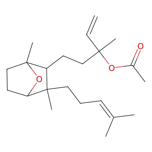 2D Structure of [(3S)-5-[(1S,2S,3S,4R)-1,3-dimethyl-3-(4-methylpent-3-enyl)-7-oxabicyclo[2.2.1]heptan-2-yl]-3-methylpent-1-en-3-yl] acetate