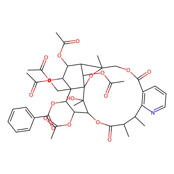 2D Structure of [(1R,3R,13R,14S,17R,18S,19R,20R,21S,22S,23S,24S,25R)-18,21,22,24-tetraacetyloxy-20-(acetyloxymethyl)-25-hydroxy-3,13,14,25-tetramethyl-6,15-dioxo-2,5,16-trioxa-11-azapentacyclo[15.7.1.01,20.03,23.07,12]pentacosa-7(12),8,10-trien-19-yl] benzoate