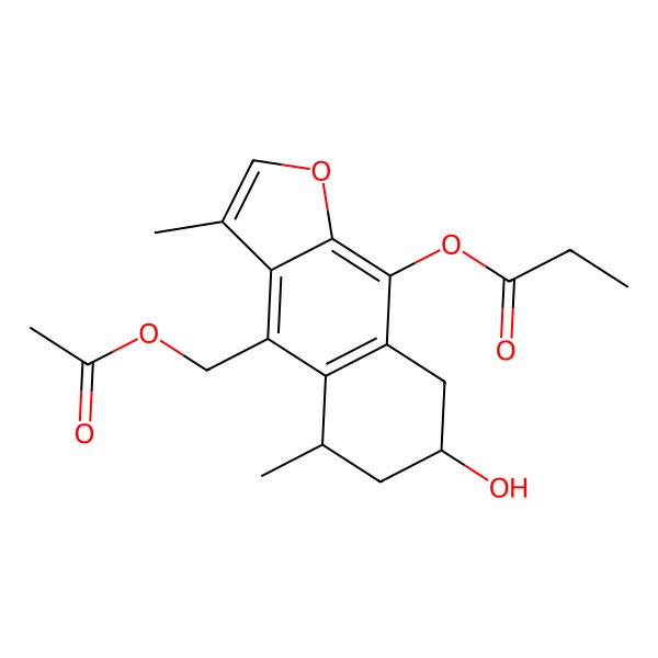 2D Structure of [(5S,7S)-4-(acetyloxymethyl)-7-hydroxy-3,5-dimethyl-5,6,7,8-tetrahydrobenzo[f][1]benzofuran-9-yl] propanoate