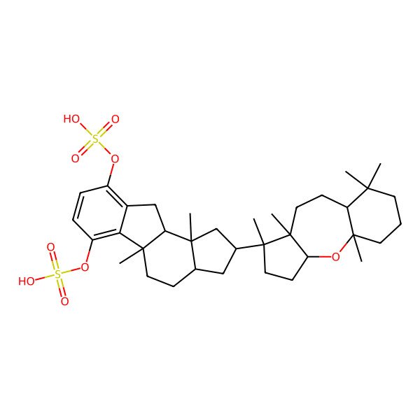 2D Structure of [(5aS,10bR)-5a,10b-dimethyl-2-[(1S,6R,7S)-1,6,7,11,11-pentamethyl-2-oxatricyclo[8.4.0.03,7]tetradecan-6-yl]-6-sulfooxy-1,2,3,3a,4,5,10,10a-octahydrocyclopenta[a]fluoren-9-yl] hydrogen sulfate