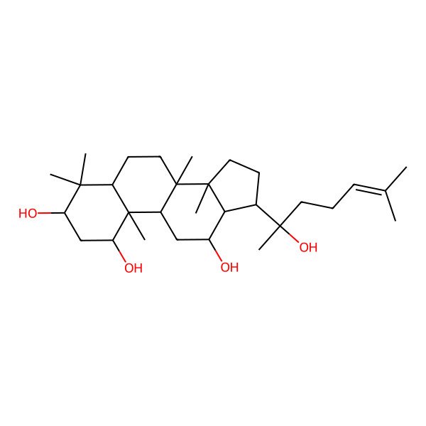 2D Structure of 17-(2-hydroxy-6-methylhept-5-en-2-yl)-4,4,8,10,14-pentamethyl-2,3,5,6,7,9,11,12,13,15,16,17-dodecahydro-1H-cyclopenta[a]phenanthrene-1,3,12-triol