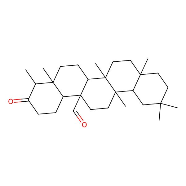 2D Structure of 2,2,4a,6a,8a,9,14a-heptamethyl-10-oxo-3,4,5,6,6b,7,8,9,11,12,12a,13,14,14b-tetradecahydro-1H-picene-6a-carbaldehyde