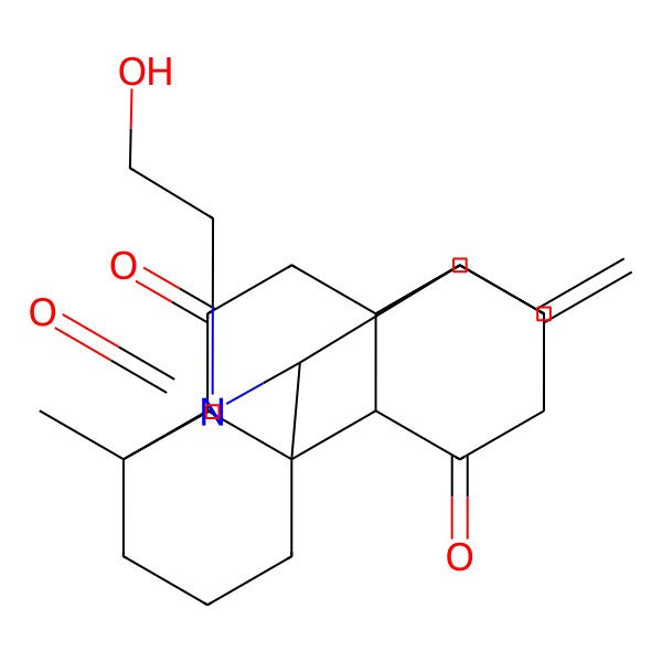 2D Structure of 7-(2-Hydroxyethyl)-5-methyl-12-methylidene-7-azahexacyclo[9.6.2.01,8.05,17.09,14.014,18]nonadecane-6,16,19-trione