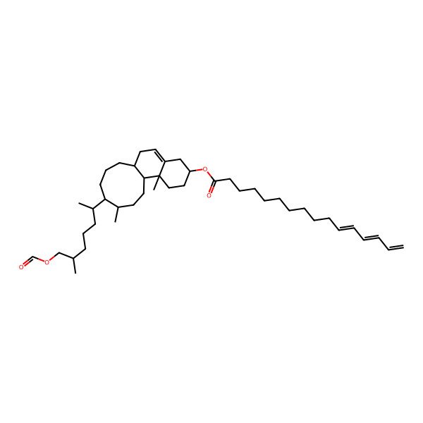 2D Structure of [(1S,2R,5S,10S,14R,15S)-14-[(2R)-7-formyloxy-6-methylheptan-2-yl]-2,15-dimethyl-5-tricyclo[8.7.0.02,7]heptadec-7-enyl] (11E,13E)-hexadeca-11,13,15-trienoate