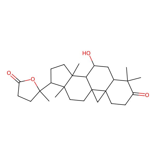 2D Structure of (5S)-5-[(1R,3R,8R,10S,11S,12S,15S,16R)-10-hydroxy-7,7,12,16-tetramethyl-6-oxo-15-pentacyclo[9.7.0.01,3.03,8.012,16]octadecanyl]-5-methyloxolan-2-one