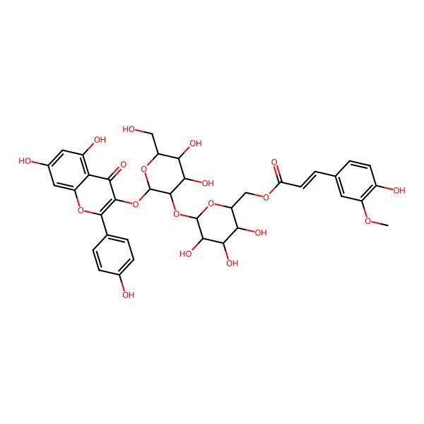 2D Structure of [6-[2-[5,7-Dihydroxy-2-(4-hydroxyphenyl)-4-oxochromen-3-yl]oxy-4,5-dihydroxy-6-(hydroxymethyl)oxan-3-yl]oxy-3,4,5-trihydroxyoxan-2-yl]methyl 3-(4-hydroxy-3-methoxyphenyl)prop-2-enoate