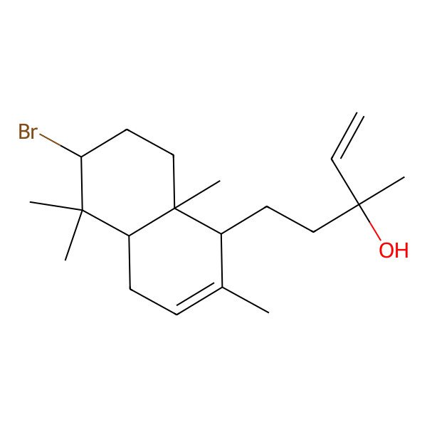 2D Structure of (3R)-5-[(1S,4aS,6R,8aS)-6-bromo-2,5,5,8a-tetramethyl-1,4,4a,6,7,8-hexahydronaphthalen-1-yl]-3-methylpent-1-en-3-ol