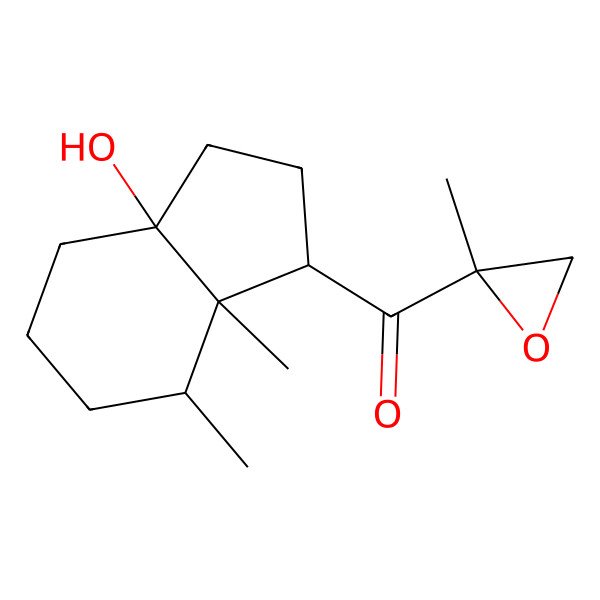 2D Structure of [(1R,3aS,7R,7aR)-3a-hydroxy-7,7a-dimethyl-2,3,4,5,6,7-hexahydro-1H-inden-1-yl]-[(2R)-2-methyloxiran-2-yl]methanone