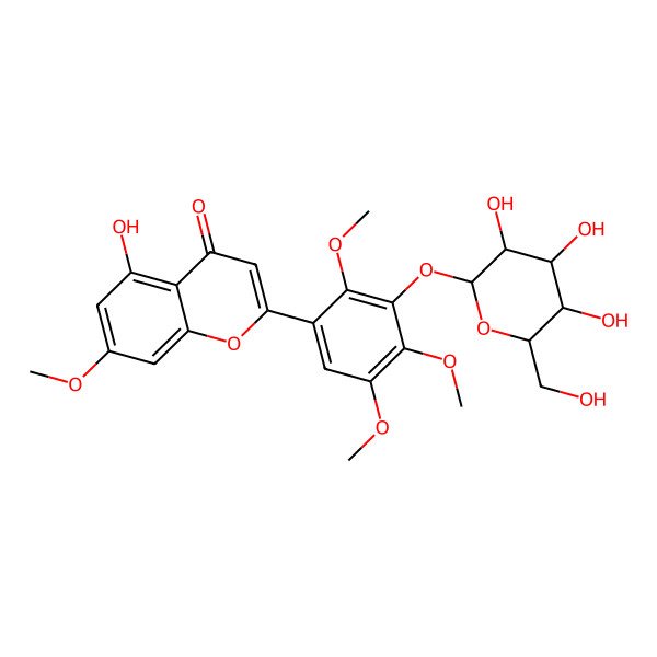 2D Structure of 5-hydroxy-7-methoxy-2-[2,4,5-trimethoxy-3-[(2S,3R,4S,5S,6R)-3,4,5-trihydroxy-6-(hydroxymethyl)oxan-2-yl]oxyphenyl]chromen-4-one