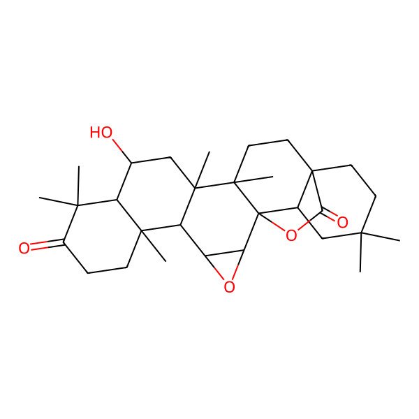 2D Structure of 12-Hydroxy-6,10,10,14,15,21,21-heptamethyl-3,24-dioxaheptacyclo[16.5.2.01,15.02,4.05,14.06,11.018,23]pentacosane-9,25-dione