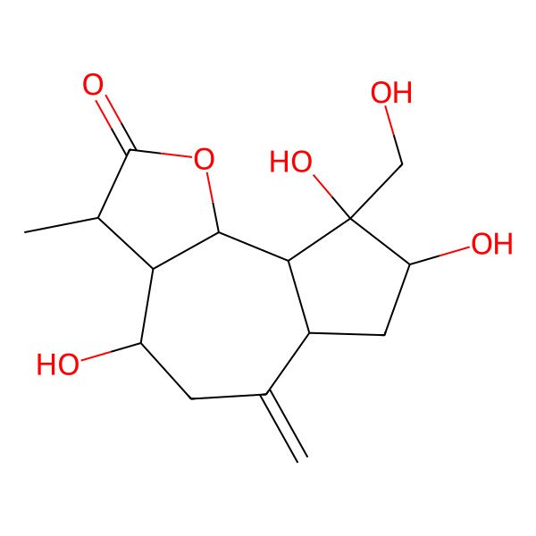 2D Structure of (3S,3aR,4S,6aR,8R,9R,9aS,9bS)-4,8,9-trihydroxy-9-(hydroxymethyl)-3-methyl-6-methylidene-3a,4,5,6a,7,8,9a,9b-octahydro-3H-azuleno[4,5-b]furan-2-one