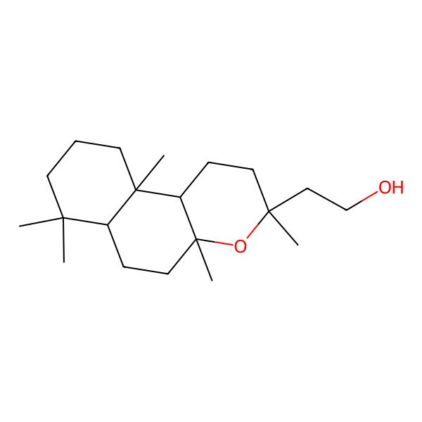 2D Structure of 2-[(3R,4aR,6aS,10aS,10bR)-3,4a,7,7,10a-pentamethyl-2,5,6,6a,8,9,10,10b-octahydro-1H-benzo[f]chromen-3-yl]ethanol