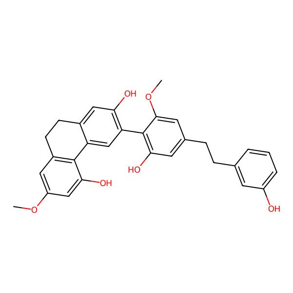 2D Structure of 3-[2-Hydroxy-4-[2-(3-hydroxyphenyl)ethyl]-6-methoxyphenyl]-7-methoxy-9,10-dihydrophenanthrene-2,5-diol