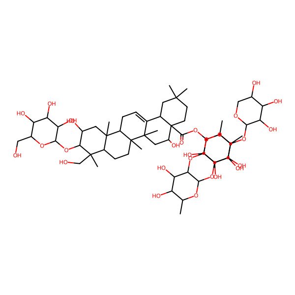 2D Structure of [4-[3-[3,4-Dihydroxy-6-methyl-5-(3,4,5-trihydroxyoxan-2-yl)oxyoxan-2-yl]oxy-4,5-dihydroxy-6-methyloxan-2-yl]oxy-3,5-dihydroxy-6-methyloxan-2-yl] 5,11-dihydroxy-9-(hydroxymethyl)-2,2,6a,6b,9,12a-hexamethyl-10-[3,4,5-trihydroxy-6-(hydroxymethyl)oxan-2-yl]oxy-1,3,4,5,6,6a,7,8,8a,10,11,12,13,14b-tetradecahydropicene-4a-carboxylate