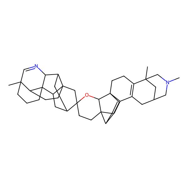 2D Structure of (1R,1'S,5S,5'S,8'S,9S,9'S,11'R,14R,14'S,15S,16S,17'R,18'R,19R,21S)-5,5',7-trimethylspiro[20-oxa-7-azaheptacyclo[13.6.1.15,9.01,12.04,11.014,16.016,21]tricosa-4(11),12-diene-19,12'-7-azahexacyclo[9.6.2.01,8.05,17.09,14.014,18]nonadec-6-ene]