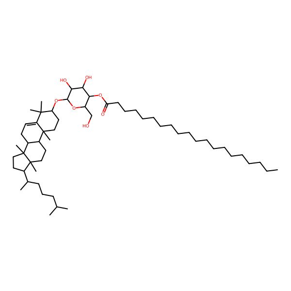 2D Structure of [(2R,3S,4R,5R,6R)-4,5-dihydroxy-2-(hydroxymethyl)-6-[[(3S,8R,9S,10R,13R,14S,17R)-4,4,10,13,14-pentamethyl-17-[(2R)-6-methylheptan-2-yl]-2,3,7,8,9,11,12,15,16,17-decahydro-1H-cyclopenta[a]phenanthren-3-yl]oxy]oxan-3-yl] icosanoate