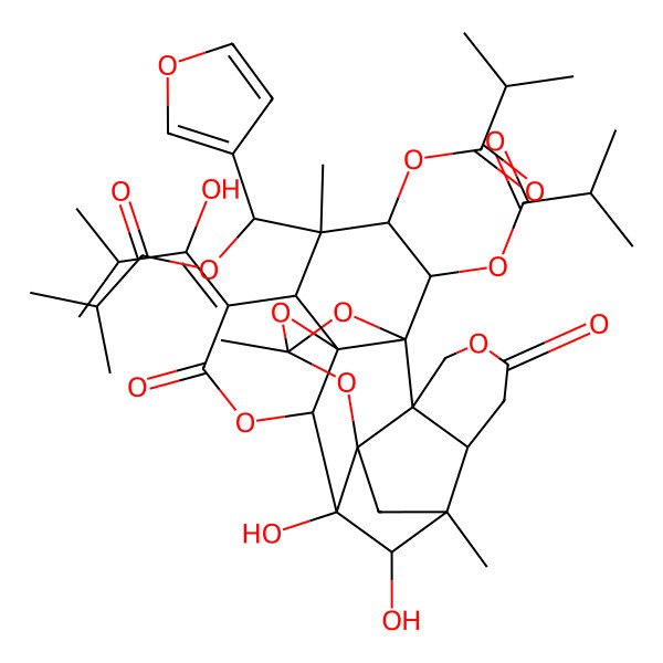 2D Structure of [(1R,2S,7S,8R,9S,10S,11R,13R,15R,16R,19Z,20S,21R,22R,23R)-21-[(S)-furan-3-yl(2-methylpropanoyloxy)methyl]-9,10-dihydroxy-19-(1-hydroxy-2-methylpropylidene)-8,13,21-trimethyl-23-(2-methylpropanoyloxy)-5,18-dioxo-4,12,14,17,24-pentaoxaoctacyclo[11.10.1.18,11.01,15.02,7.02,11.010,16.015,20]pentacosan-22-yl] 2-methylpropanoate