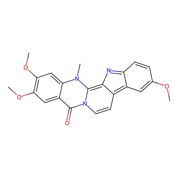 2D Structure of 7,17,18-Trimethoxy-21-methyl-3,13,21-triazapentacyclo[11.8.0.02,10.04,9.015,20]henicosa-1,3,5,7,9,11,15,17,19-nonaen-14-one