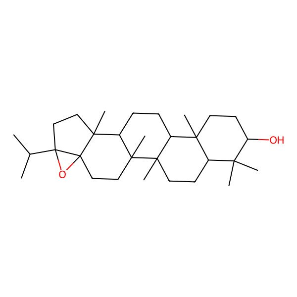 2D Structure of (1R,2R,5S,7S,10R,11S,14R,15R,18S,20R)-1,2,10,15,19,19-hexamethyl-7-propan-2-yl-6-oxahexacyclo[12.8.0.02,11.05,7.05,10.015,20]docosan-18-ol