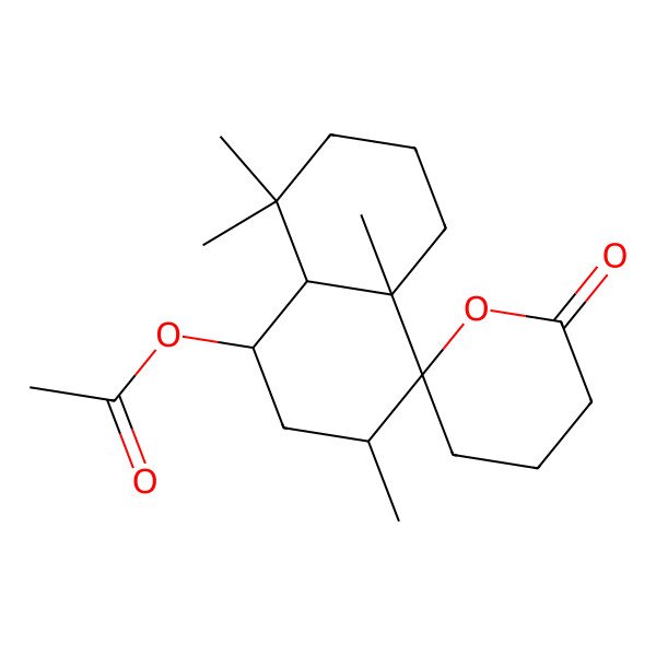 2D Structure of [(1S,3S,4S,4aR,8aR)-3,4a,8,8-tetramethyl-6'-oxospiro[2,3,5,6,7,8a-hexahydro-1H-naphthalene-4,2'-oxane]-1-yl] acetate