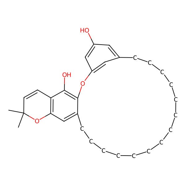 2D Structure of 8,8-Dimethyl-2,9-dioxatetracyclo[25.3.1.03,12.05,10]hentriaconta-1(31),3,5(10),6,11,27,29-heptaene-4,29-diol
