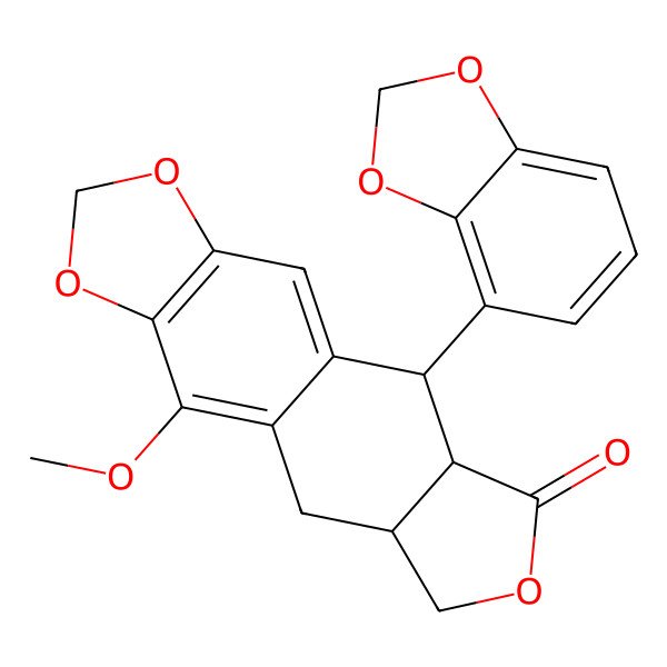 2D Structure of (5aR,8aR,9S)-9-(1,3-benzodioxol-4-yl)-4-methoxy-5a,6,8a,9-tetrahydro-5H-[2]benzofuro[6,5-f][1,3]benzodioxol-8-one