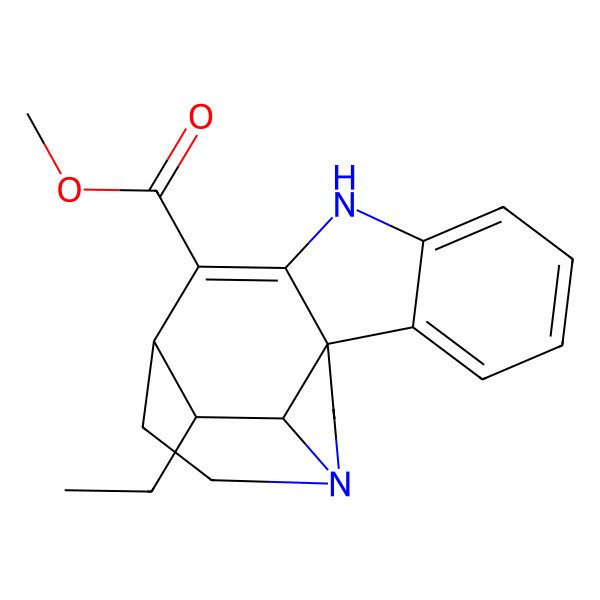2D Structure of methyl (1S,17R,18S)-18-ethyl-8,14-diazapentacyclo[9.5.2.01,9.02,7.014,17]octadeca-2,4,6,9-tetraene-10-carboxylate