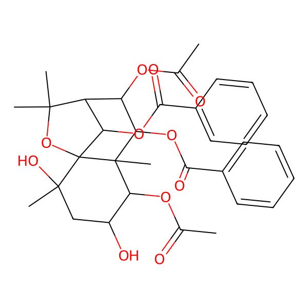 2D Structure of [(1S,2S,4S,5R,6S,7S,8R,9R,12R)-5,8-diacetyloxy-7-benzoyloxy-2,4-dihydroxy-2,6,10,10-tetramethyl-11-oxatricyclo[7.2.1.01,6]dodecan-12-yl] benzoate